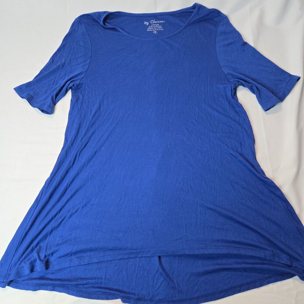 Chico's Royal Blue Tunic Top for Women Size 1 100% Modal Casual Flowy Normcore